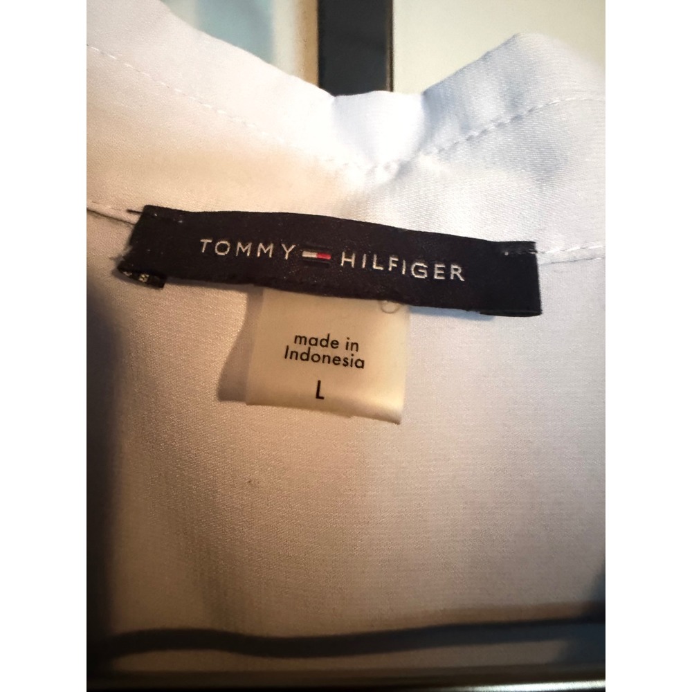 Tommy Hilfiger Womens Light Blue Sleeveless Ruffle Button Up Blouse Large - Picture 2 of 3